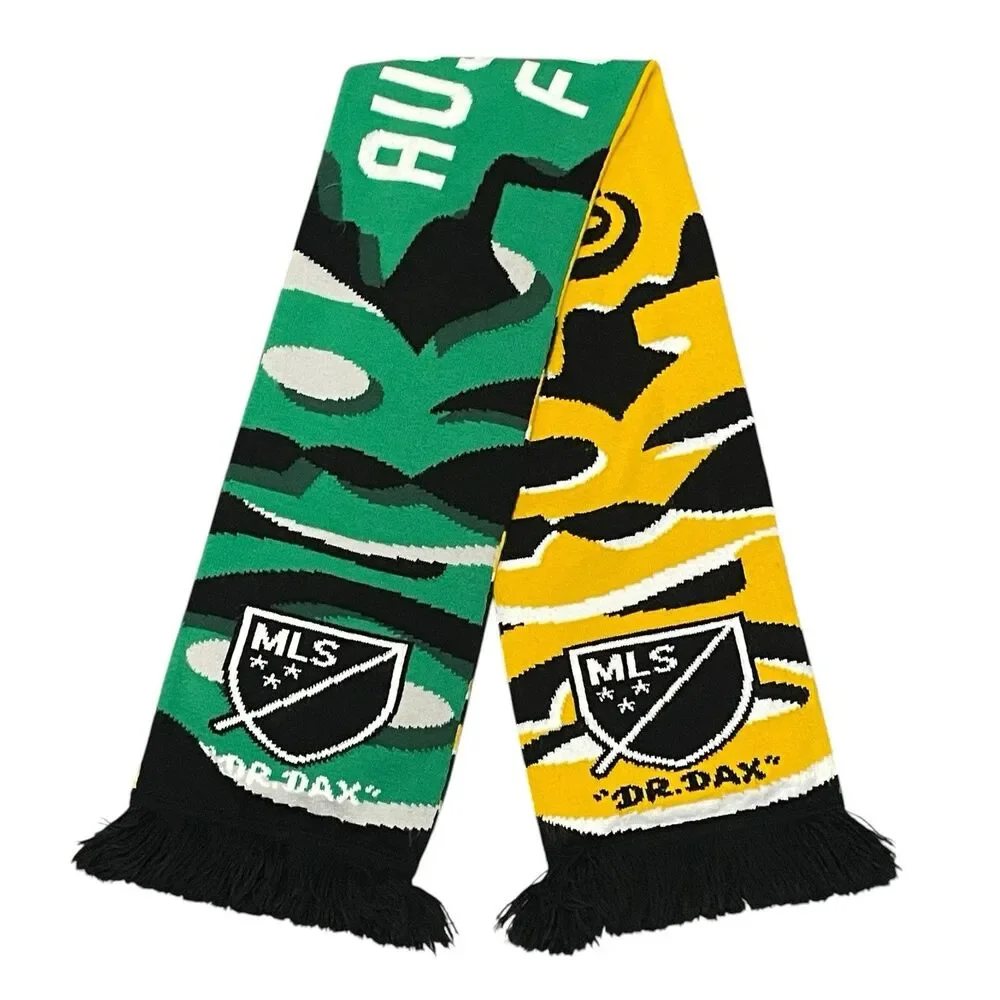 Austin FC Soccer Scarf Continental Dr. Dax Design Fringe Double Sided 46” x 7”